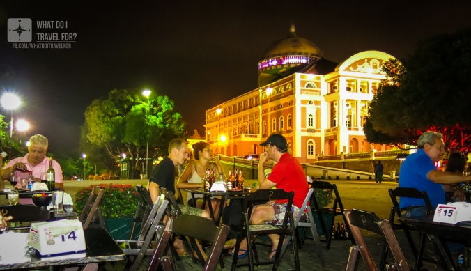 Manaus' main square by night.