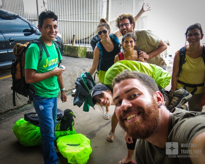 Selfie with our guide and part of the group with whom we explored Amazon.